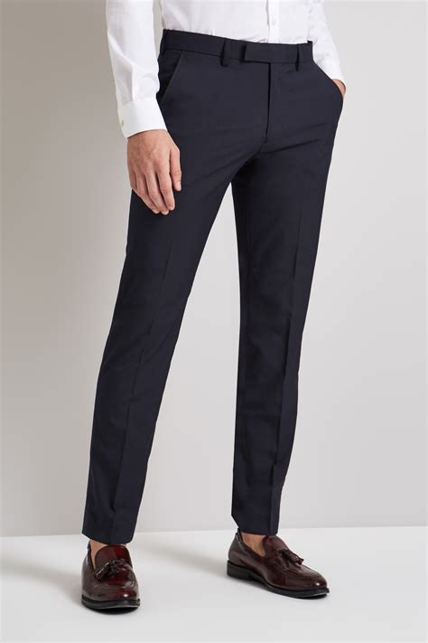 navy blue formal trousers.